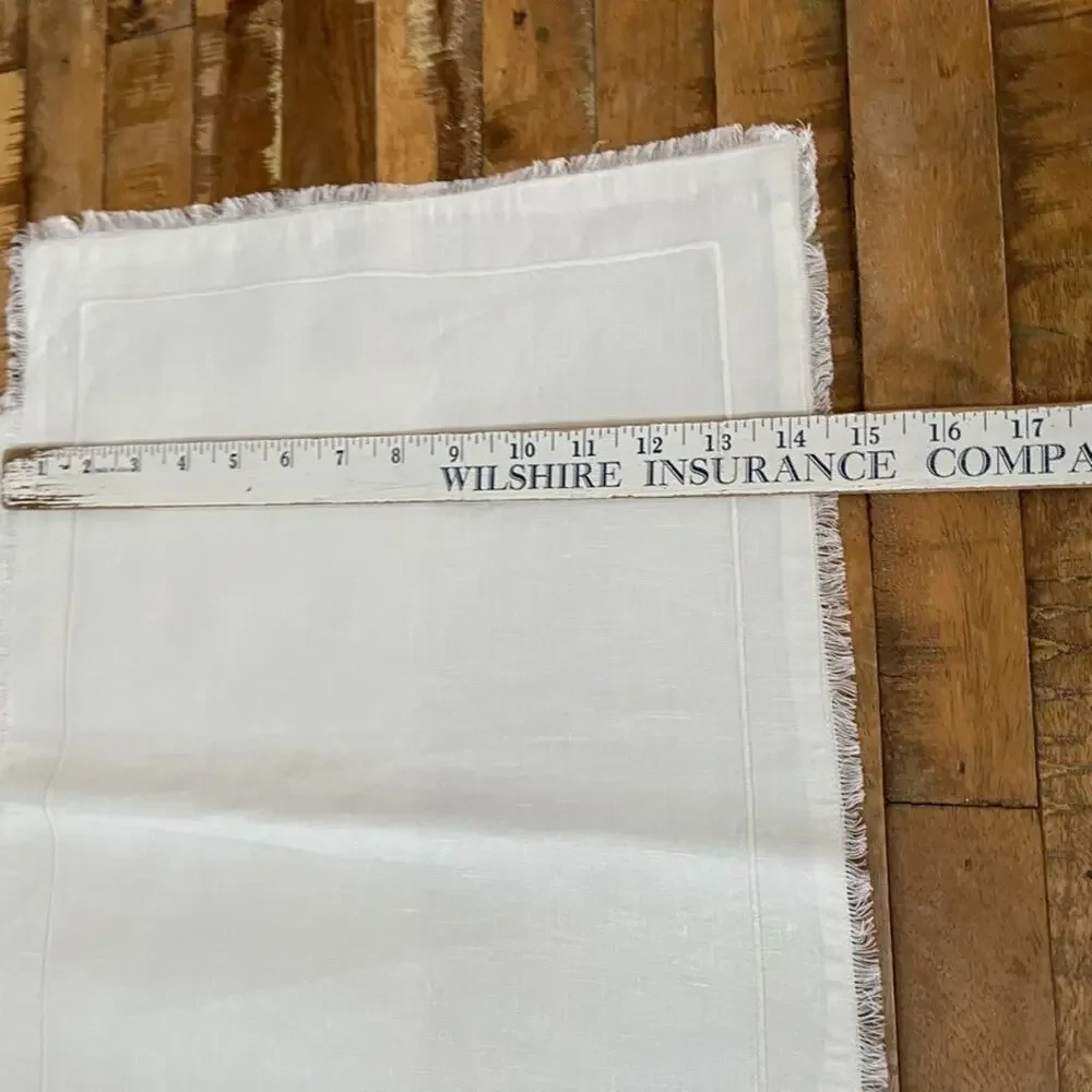 Restoration Hardware White Linen Placemat Set (4) Hemstitch Border Frayed Edges